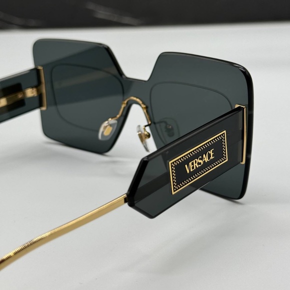 NEW MOD 2277 1002/87 VERSACE BLACK RIMLESS SQUARE VE2277 100287 WOMEN SUNGLASSES - Picture 7 of 11